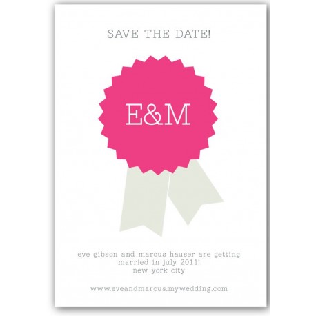 ribbon save the date hot pink